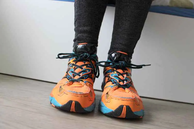Orange running shoes