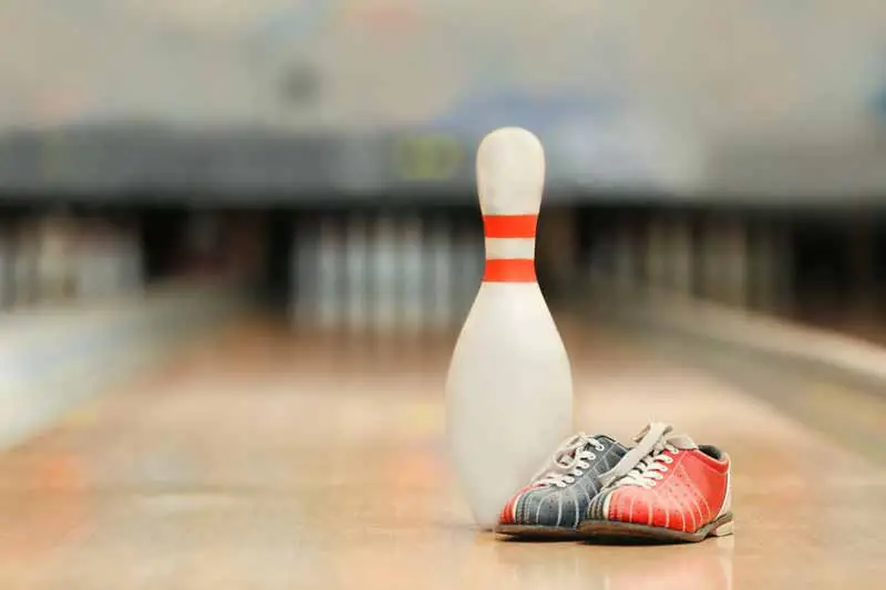 Bowling pin on alley floor