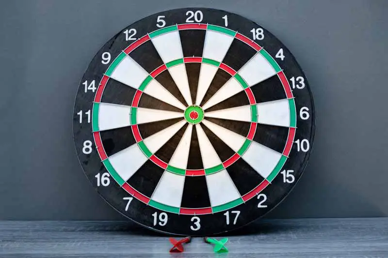 Dartboard and two arrows