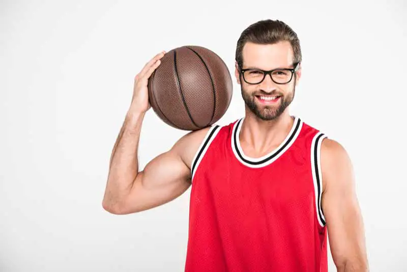 Basketball player wearing glasses